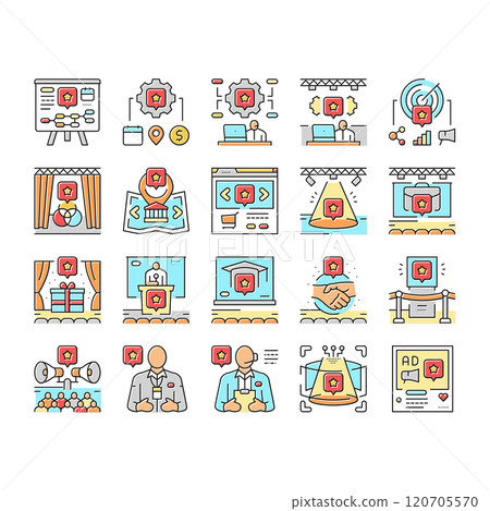 event agency party business icons set vector 120705570