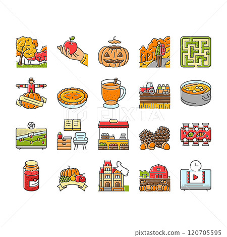 autumn spend time icons set vector autumn spend time icons set vector 120705595