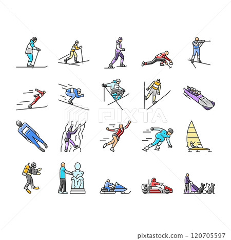 winter sport ski snow jump icons set vector 120705597