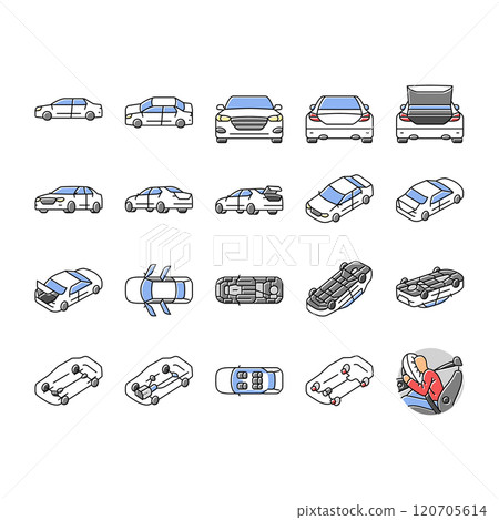 car vehicle auto transport icons set vector 120705614