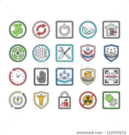 product caution label warning icons set vector 120705618