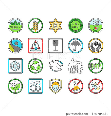 product caution label warning icons set vector product caution label warning icons set vector 120705619