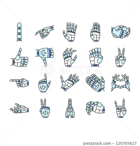 robot hand gesture ai digital icons set vector 120705627