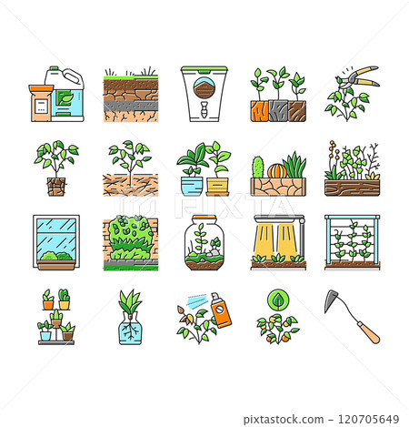 urban gardening agriculture green icons set vector 120705649