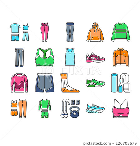 athleisure clothing fashion icons set vector athleisure clothing fashion icons set vector 120705679