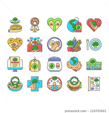 vegan vegetarian food leaf icons set vector 120705681
