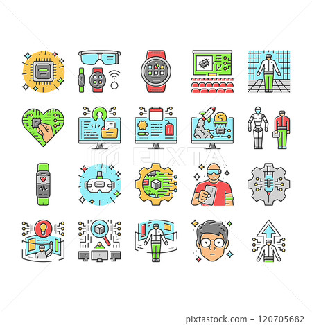 tech enthusiast geek nerd man icons set vector 120705682