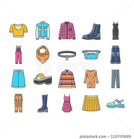 90s vintage fashion retro 80s icons set vector 120705689