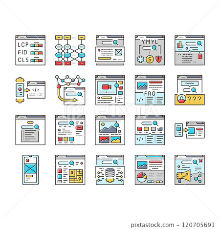 seo digital optimization strategy icons set vector 120705691