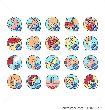 surgery operate room invasive icons set vector 120705715