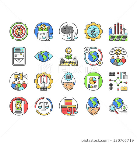 energy policy infrastructure icons set vector 120705719