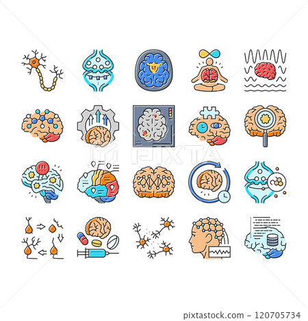 neuroscience brain neurology icons set vector neuroscience brain neurology icons set vector 120705734