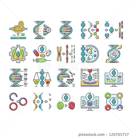cryptogenetics dna gene helix icons set vector 120705737