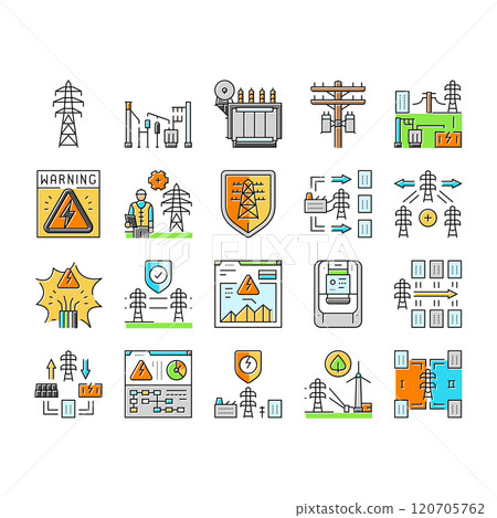 electric grid energy power icons set vector electric grid energy power icons set vector 120705762