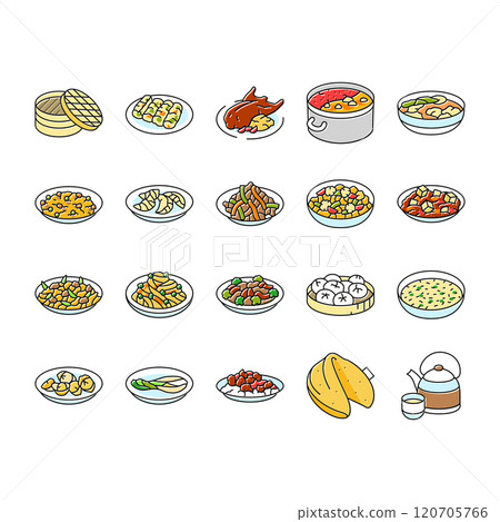 chinese cuisine food dish asian icons set vector chinese cuisine food dish asian icons set vector 120705766
