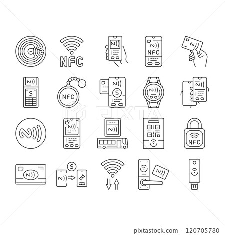 nfc technology contactless icons set vector nfc technology contactless icons set vector 120705780