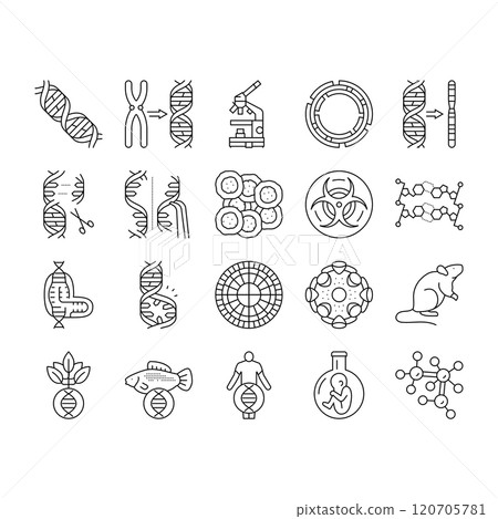 genetic engineering crispr genome icons set vector 120705781