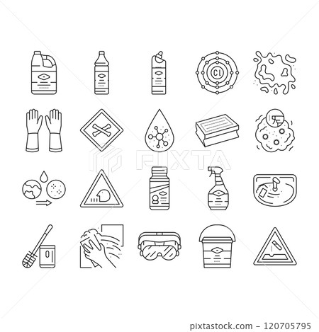 bleach disinfect clean germicide icons set vector bleach disinfect clean germicide icons set vector 120705795