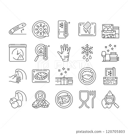 food safety hygiene inspection icons set vector food safety hygiene inspection icons set vector 120705803