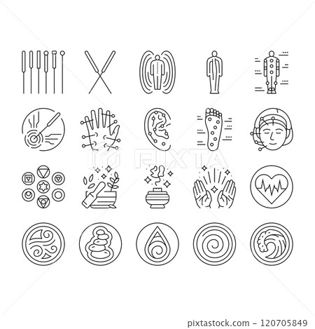 acupuncture massage therapy icons set vector 120705849