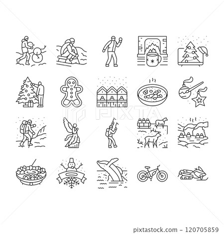 winter spend time icons set vector winter spend time icons set vector 120705859