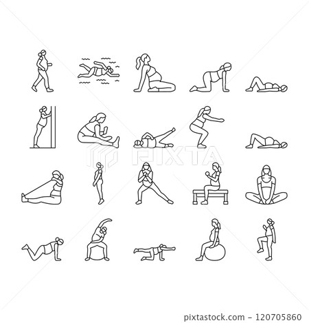 pregnant fitness icons set vector 120705860