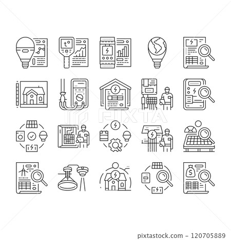 energy audit electricity building icons set vector 120705889