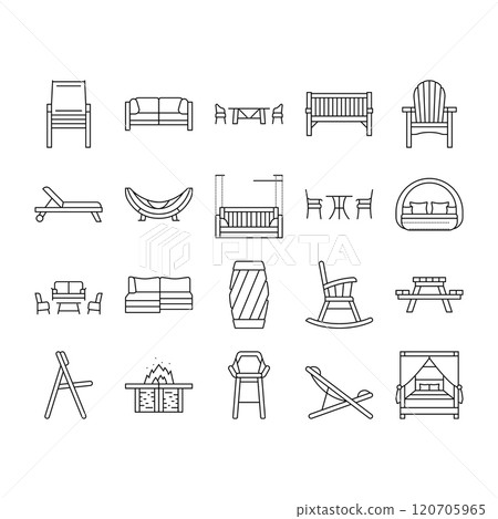 outdoor furniture patio garden icons set vector 120705965