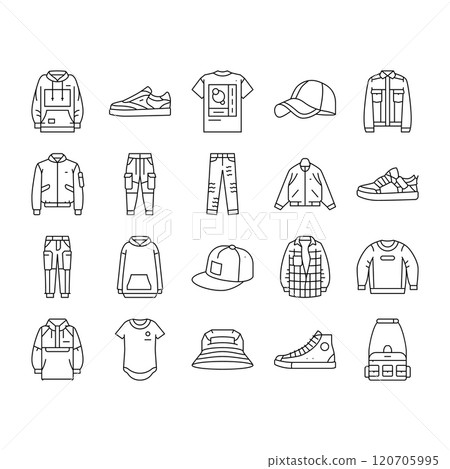 streetwear cloth fashion urban icons set vector streetwear cloth fashion urban icons set vector 120705995