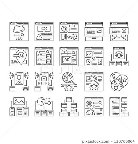 seo market rank search icons set vector seo market rank search icons set vector 120706004