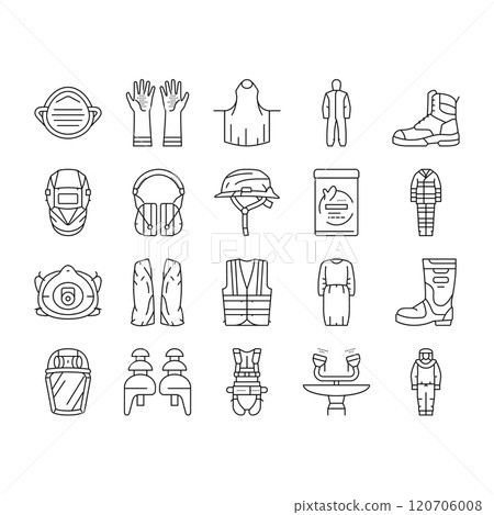 ppe protective safety kit icons set vector 120706008