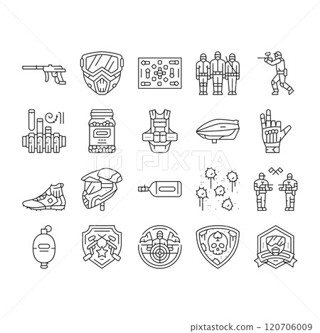 paintball game player team icons set vector paintball game player team icons set vector 120706009