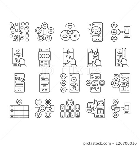 ui ux digital develop code app icons set vector 120706010