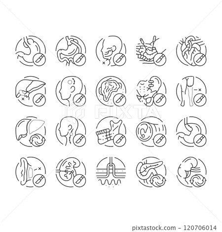 surgery operate room invasive icons set vector 120706014