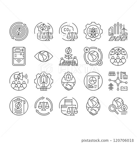 energy policy infrastructure icons set vector 120706018