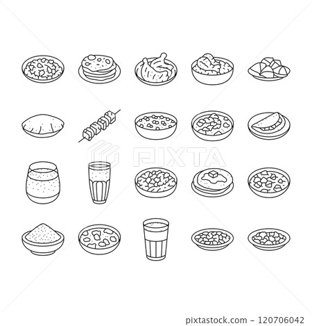 indian cuisine food curry icons set vector indian cuisine food curry icons set vector 120706042