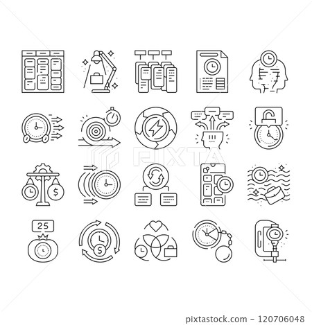 time management clock work icons set vector time management clock work icons set vector 120706048