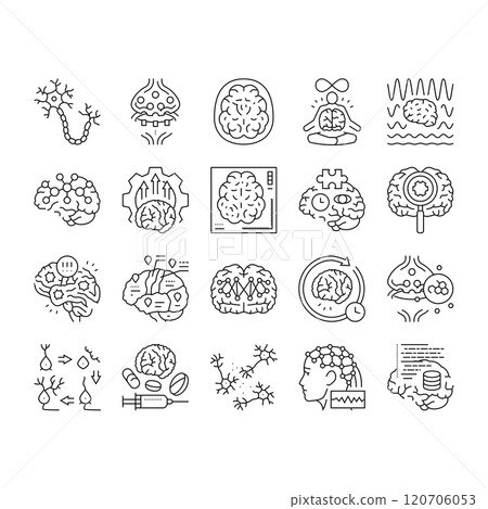 neuroscience brain neurology icons set vector neuroscience brain neurology icons set vector 120706053