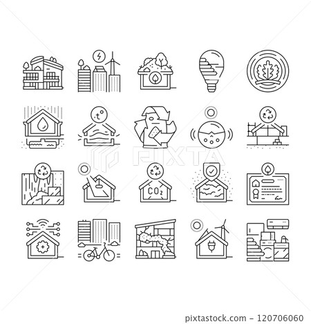 green building city eco office icons set vector green building city eco office icons set vector 120706060