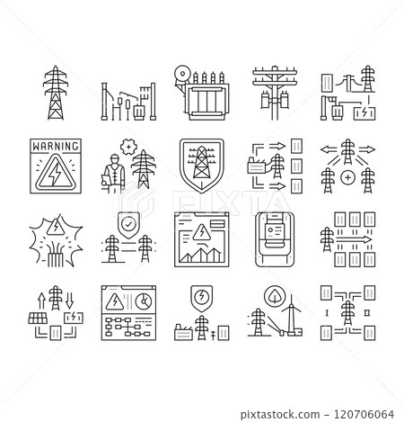 electric grid energy power icons set vector electric grid energy power icons set vector 120706064