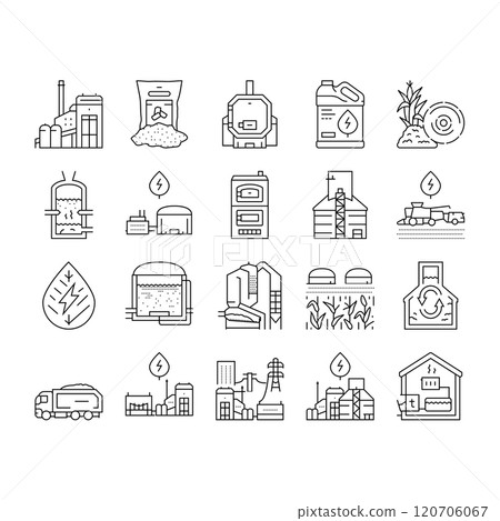 biomass energy plant power icons set vector 120706067