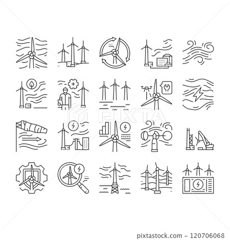 wind turbine power energy farm icons set vector wind turbine power energy farm icons set vector 120706068
