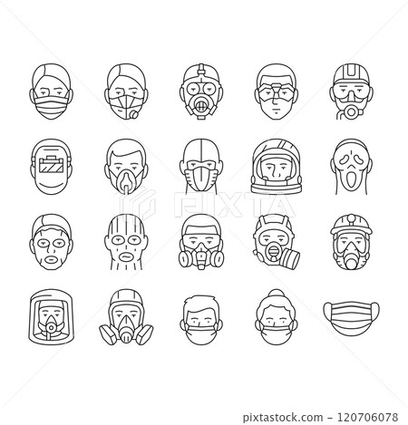 mask virus face safety icons set vector mask virus face safety icons set vector 120706078