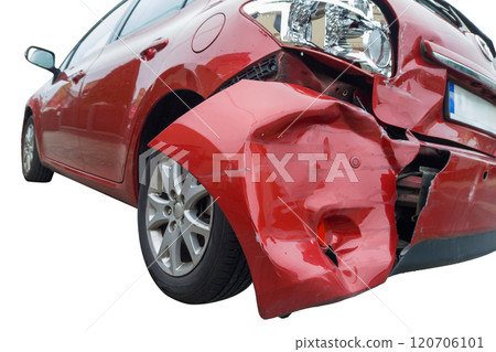 Isolated Damaged Red Car Front for Insurance Projects Isolated Damaged Red Car Front for Insurance Projects 120706101