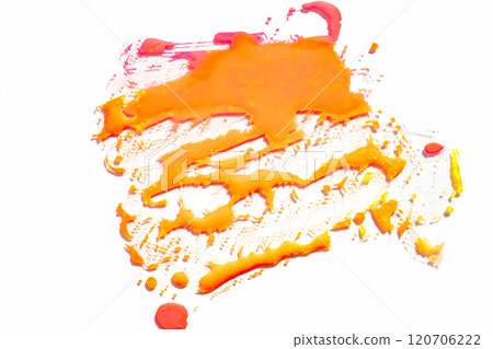 Abstract vibrant orange wet paint drops and splotch on white background. Bright neon colors. Street art isolated Abstract vibrant orange wet paint drops and splotch on white background. Bright neon colors. Street art isolated 120706222