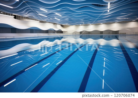Indoor Swimming Pool with Modern Design and Bright Lighting is popular in fitness centers Indoor Swimming Pool with Modern Design and Bright Lighting is popular in fitness centers 120706874