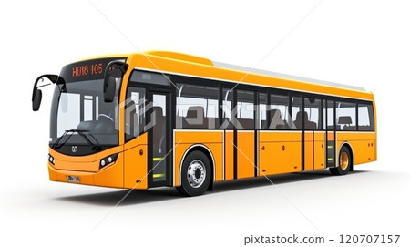 High decker yellow bus luxury vip first class travel. Vacation tourism tour public route. Modern design isolated on a white background 120707157