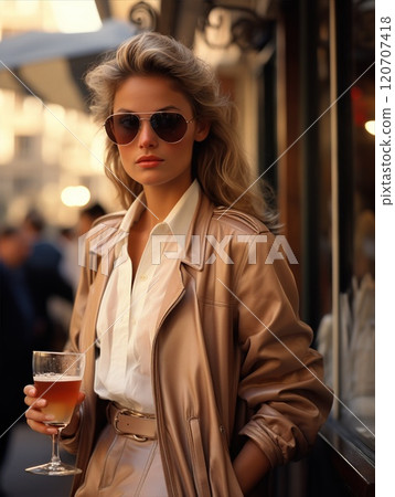 stylish girl in a city 120707418