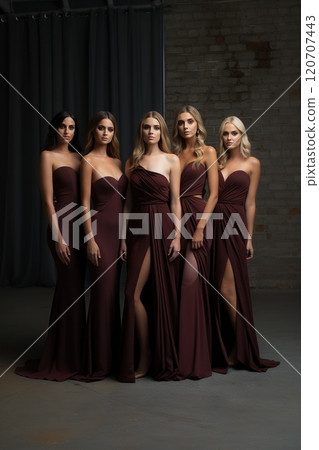 young women in a black dresses 120707443