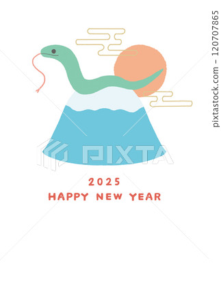 2025 年新年賀卡蛇年蛇與富士山 2025 年新年賀卡蛇年蛇與富士山 120707865